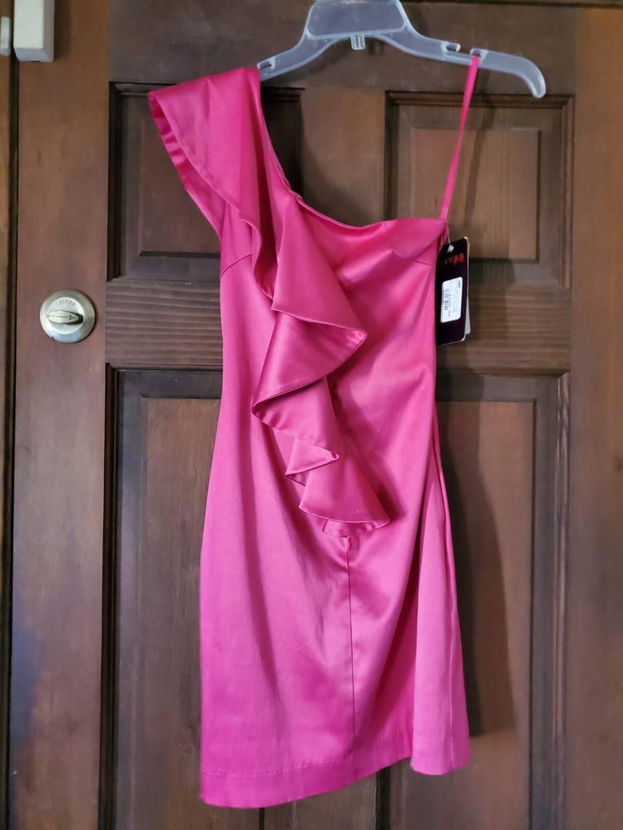 Abyss Short One-shoulder With Ruffle Hot Pink Dress Size 2 Abyss Short One-shoulder With Ruffle Hot Pink Dress Size 2