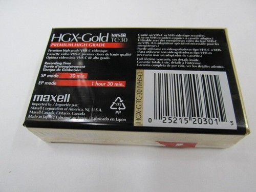 Maxell HGX-Gold TC-30 VHS-C Tape Premium High Grade - Sealed - Picture 3 of 4