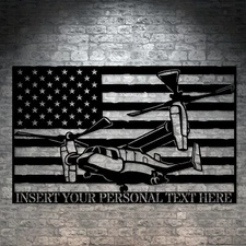 Personalized US Transport Helicopter Metal Sign Gift. Custom Military Wall Decor