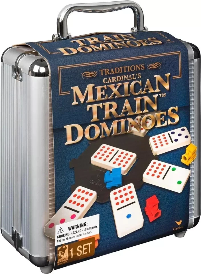 Divertido juego de dominó tren mexicano doble 12 industrias cardinales con estuche de aluminio Foto 2 de 4