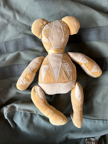 Rare Antique 1930s Handmade Quilt Teddy Bear Stuffed Animal Articulating Buttons - Picture 3 of 14