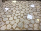 Resin with White Agate End Table for Hotel Square Golden Foil Coffee Table Top