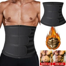 Mens Sweat Sauna Waist Trainer Weight Loss Neoprene Corset Cincher Body Shaper