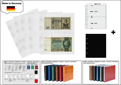 10 LOOK 1-7397-S Banknotenhüllen PREMIUM 2 Fächer  ca.190x122mm + schwarze ZWL