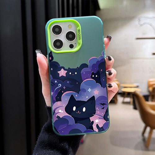 For iPhone 16 15 14 Samsung S24 S23 A25 A35 A55 Cute Cat Back Case Phone Cover - Photo 2 sur 14