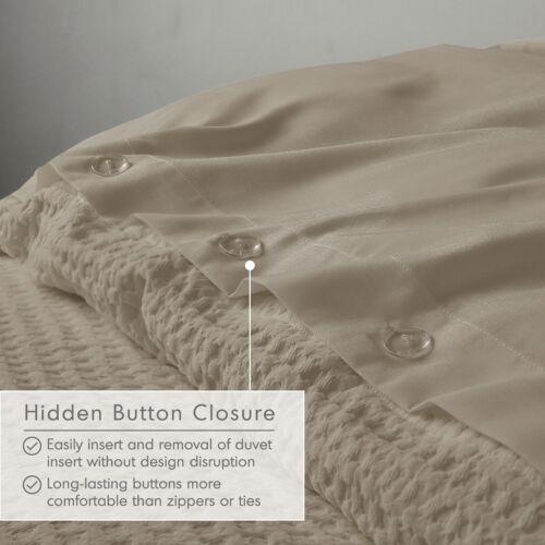 3 Piece Waffle Weave Neutral Textured Full Queen King Duvet Cover Set All Season - Picture 5 of 9