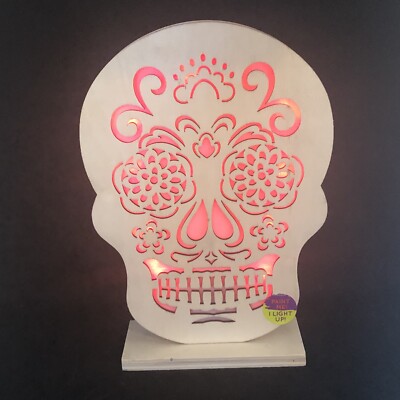 Sugar Skull Day Of The Dead LED Table Lamp Light Laser Cut Wood Design Your Own