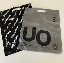 Lot Of 2 Urban Outfitters Reusable Shopping Bags Eco Tote Black Gray Graffiti