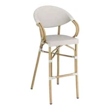 30" High Barstool Chair with Gray Weave Teslin Fabric & Bamboo Aluminum Frame