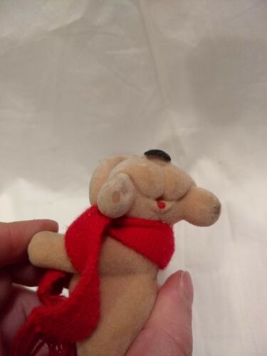 Vintage Floccato Bulldog Cucciolo Cane Figura Babbo Natale Cappello Sciarpa Peluche COREA 4" CWT K-18 Giocattolo - Foto 8 di 9