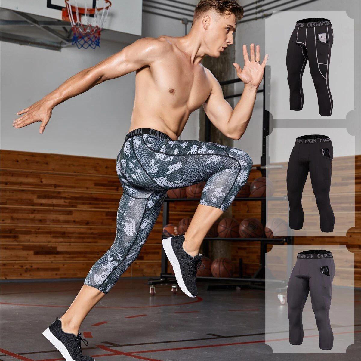 Pantalones Compresión Para Hombre Mallas Correr Gimnasio Deportiva Secado  Rápido