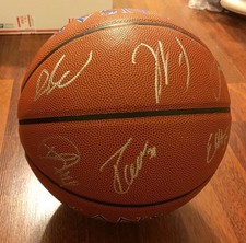 2015-16 KANSAS JAYHAWKS TEAM SIGNED LOGO BASKETBALL W/COA PERRY ELLIS + SELF