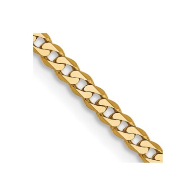 Echte 14kt Gelbgold 22 Zoll 2,2 mm flache abgeschrägte Panzerkette mit Karabinerverschluss Kette