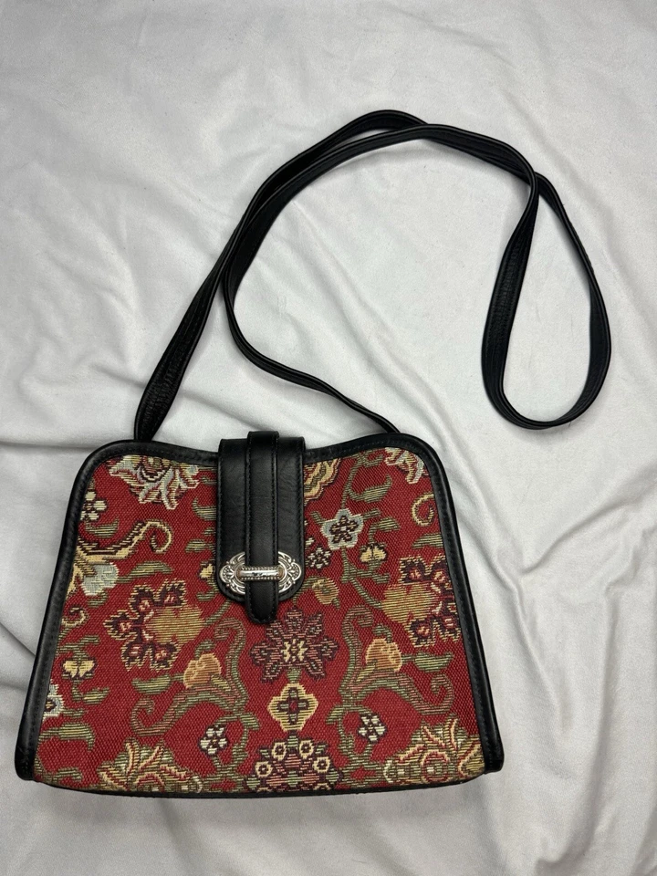 Bolso Bandolera Vintage Raviani Cartera Dallas, Texas Tapiz Floral Alfombra Foto 3 de 4