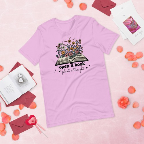 Reading Open a Book Plant a Thought Library Unisex t-shirt Made in USA - Picture 8 of 14