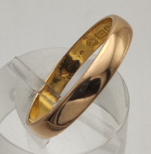 Antique George V 1924 Hallmark, 22ct Gold Wrought Burnished Polished Band Ring,O - Picture 3 of 15