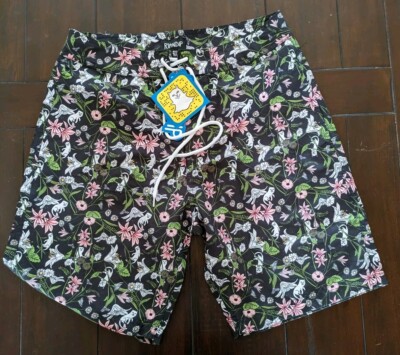 NWT Rip n Dip Nermal Leaf Black  Board Hidden Cat Swim Shorts Size 32