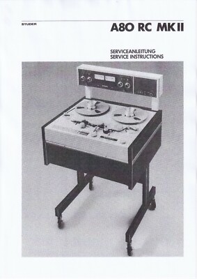 Service Manual Guide For Studer A 80 RC MK2