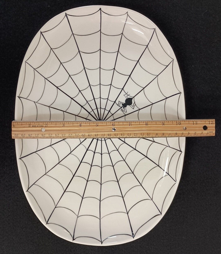 Eddie Bauer SPIDER WEB TRAY SERVING PLATTER HALLOWEEN CERAMIC DECOR 14"x10-1/2" - Picture 7 of 7