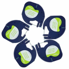 5-Pk/Pack 91330 91200 for DYMO LetraTag Label Tape Cassette Cartridge 12mm