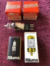 2 Eumig 12V 100W Riluma BA 21s-4 Projector Lamp Light Bulb Lot NOS Vtg Tung-Sol