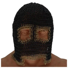 Authentic Medieval Chainmail Coif Silver Ring Armor Full Face & Neck Protection