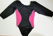 Freestyle Danskin Leotard M Black Pink Blue Piping Studs 