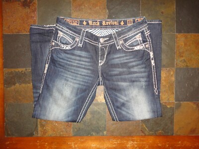 ROCK REVIVAL Women's Distressed Blue Denim 