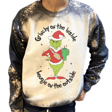 Bougie Grinch Custom Bleached Christmas Sweatshirt