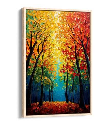 MULTI COLOUR TREE LEAVES FOREST HOME DECOR FLOAT EFFECT CANVAS ART PRINT - 第 3/12 張圖片