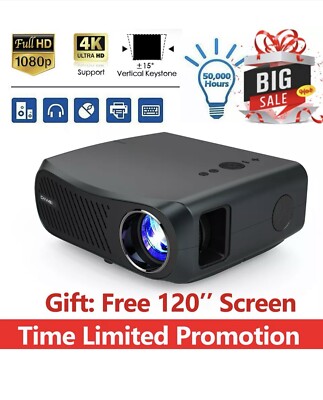 CAIWEI 10000lms Native 1080P Projector Office Multimedia Home Theater LED Movie