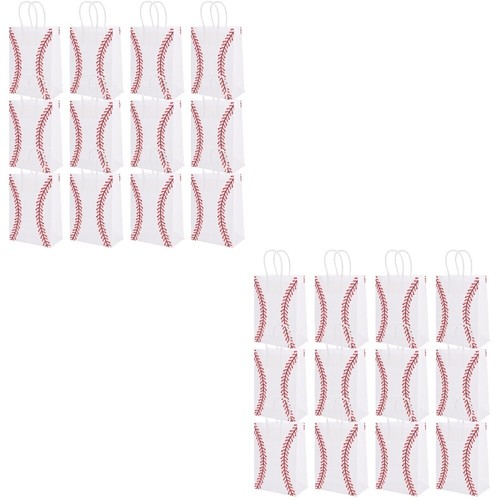 24 pcs Sports Themed Paper Bags for Party Favors Baseball Tote Bags