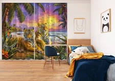 3D Sunset Tiger ZHUA3648 Photo Curtain Window Blockout Fabric Amy 2024