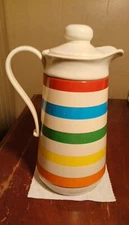 Vintage 1970s Phoenix Rainbow Primary Color Thermal Pitcher W/Screw In Lid Rare!