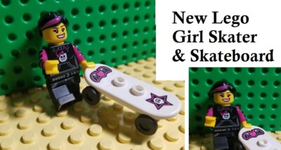 New! LEGO Skater Hoodie Girl with Skate Board Big Smile Striped