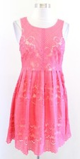 Free People Rocco Coral Pink Lace Mini Dress Size 6 Open Back Fit and Flare