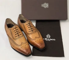 Di Bianco™ Men's Scotch Grain Ocra Oxford Shoes Size: 9  Hand Made in Italy $995