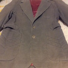 VTG Lt. Gray Corduroy Custom Made 2- pcs Suit England Style