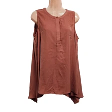 Pleione Sleeveless Top Blouse Shirt Women Size S Brown