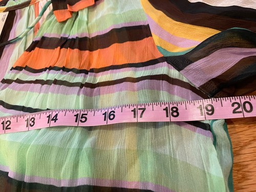 NWT Anthropologie Marais Printed Chiffon Maxi Dress Small Turquoise Stripe - Picture 7 of 8
