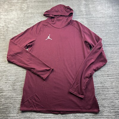 Jordan Hoodie Mens Medium Red Maroon Alpha Dry Training Basketball  Lightweight
