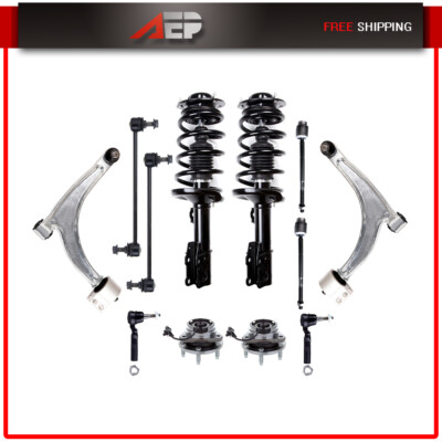 Front Struts Lower Control Arms Tie Rods Kit For Chevy Malibu Aura G6 2004-2012