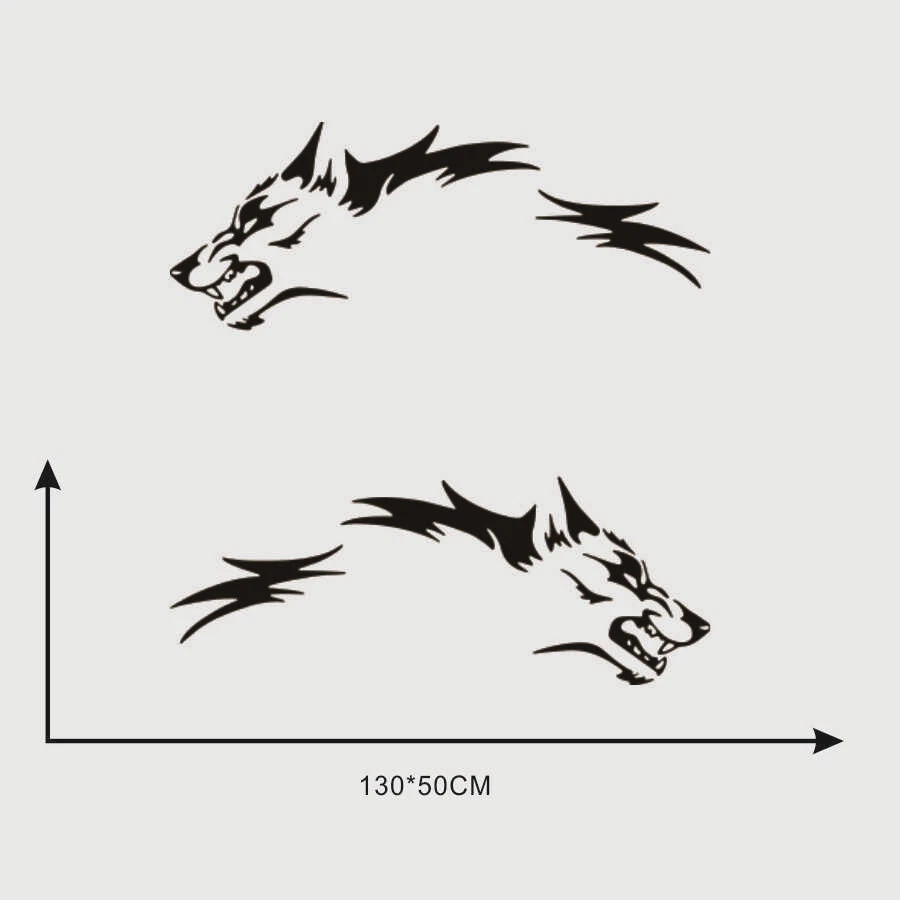 2PCS Left+Right Running Wolf Car Door Side Decoration Vinyl Decal Sticker USA - Image 2 of 4