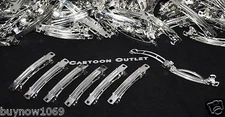 12 PCS HAIR CLIPS BARRETTE FRENCH STYLE HAIR BOW PLAIN SILVER METAL FAVORS 70mm