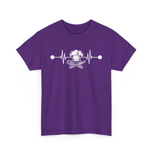 Culinary Chef Cooking Lover Cook EKG Heartbeat Pulse Line T-Shirt - Picture 11 of 15
