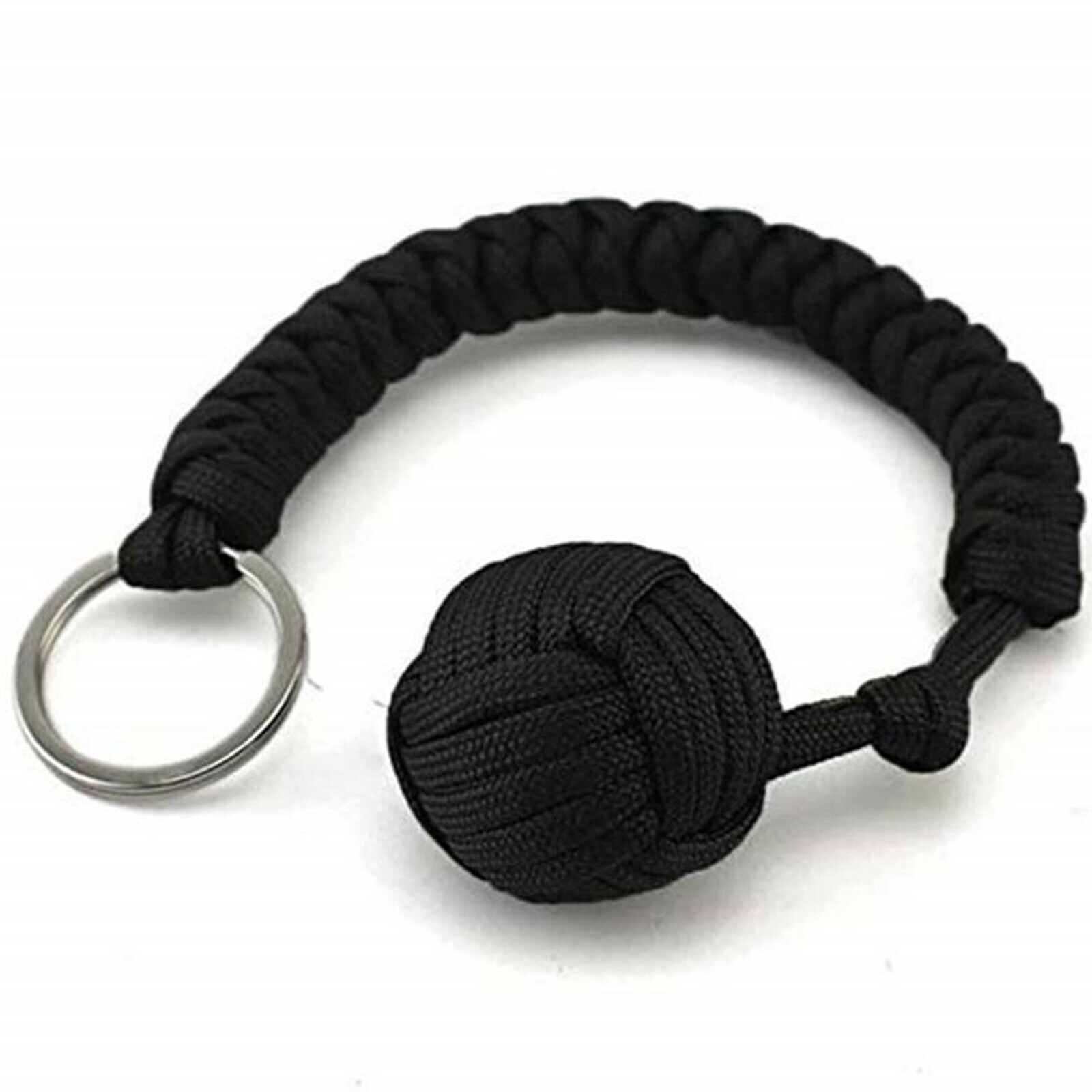 Portachiavi Black Strength con sfera in acciaio da escursionismo Paracord