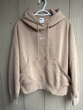 Nike Women's Hoodie Size Small Oversized Tan Center Swoosh Logo