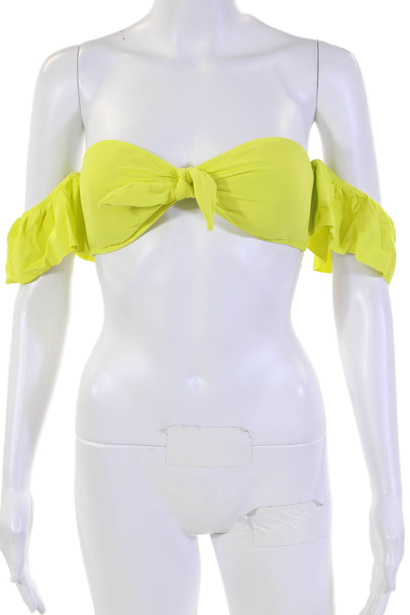 Eberjey Women's Lola Flutter Sleeves Swimsuit Bikini Top Lime Size MFree Shipping in US $100+ Orders | $6.95 Orders Below