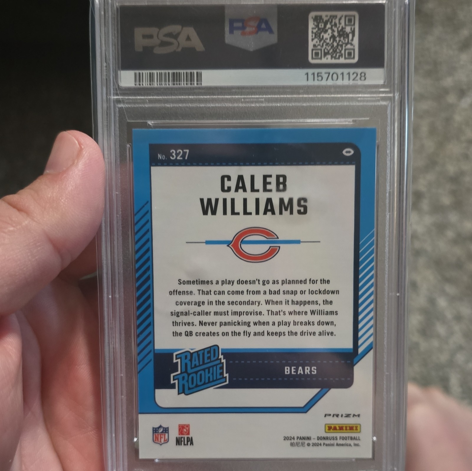 2024 Panini Donruss Caleb Williams Bears Rated Rookie Optic Preview Pink PSA 10 view 4