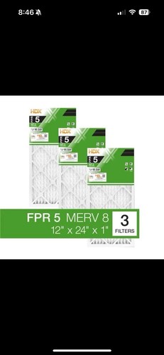 3-Pack Standard Pleated Air Filter 12x24x1, Air Filters Replacement FPR 5 MERV 8